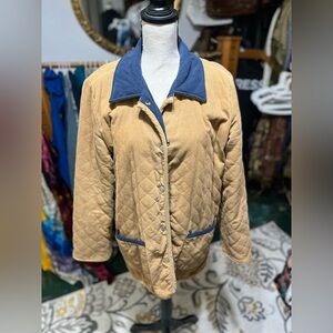 Corduroy tan and blue reversible jacket